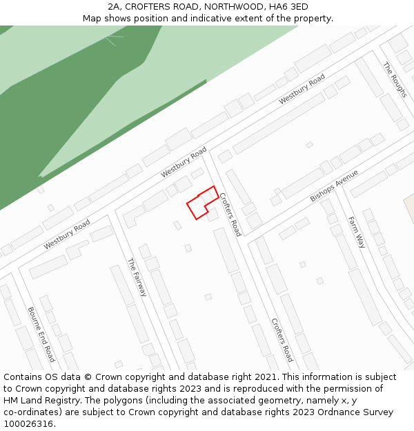 2A, CROFTERS ROAD, NORTHWOOD, HA6 3ED: Location map and indicative extent of plot