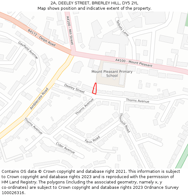 2A, DEELEY STREET, BRIERLEY HILL, DY5 2YL: Location map and indicative extent of plot