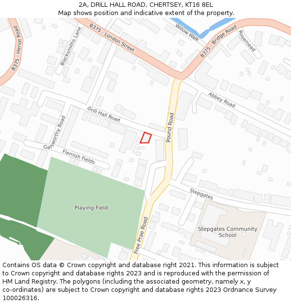 2A, DRILL HALL ROAD, CHERTSEY, KT16 8EL: Location map and indicative extent of plot
