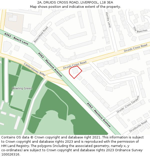 2A, DRUIDS CROSS ROAD, LIVERPOOL, L18 3EA: Location map and indicative extent of plot