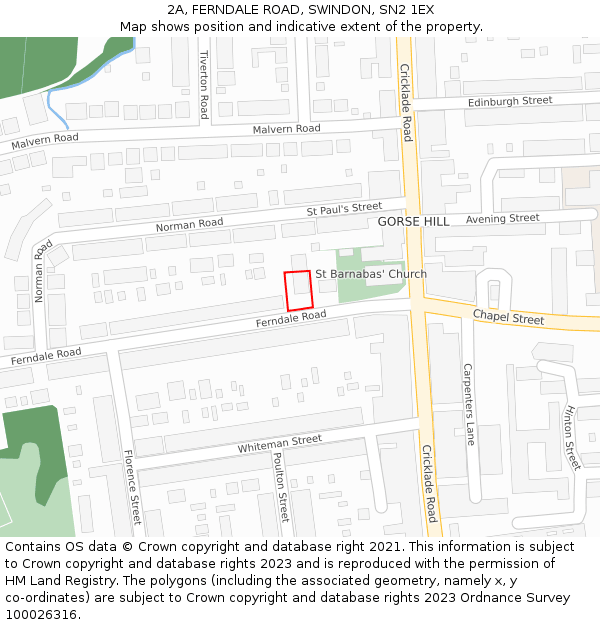 2A, FERNDALE ROAD, SWINDON, SN2 1EX: Location map and indicative extent of plot