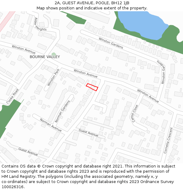 2A, GUEST AVENUE, POOLE, BH12 1JB: Location map and indicative extent of plot