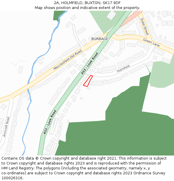 2A, HOLMFIELD, BUXTON, SK17 9DF: Location map and indicative extent of plot