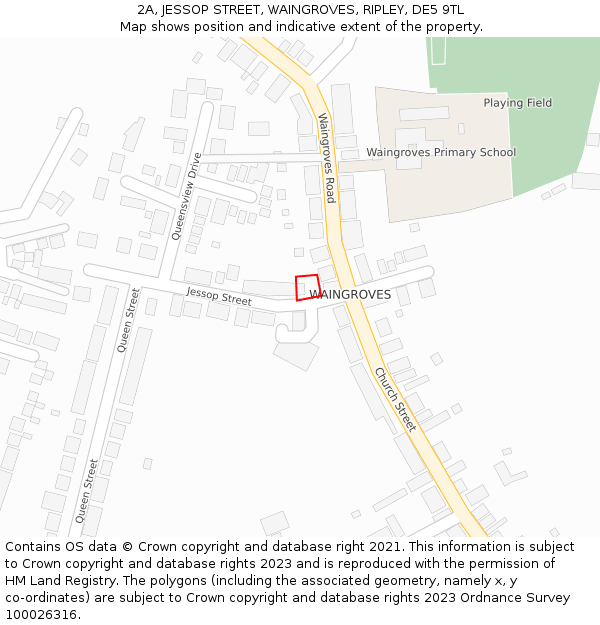 2A, JESSOP STREET, WAINGROVES, RIPLEY, DE5 9TL: Location map and indicative extent of plot