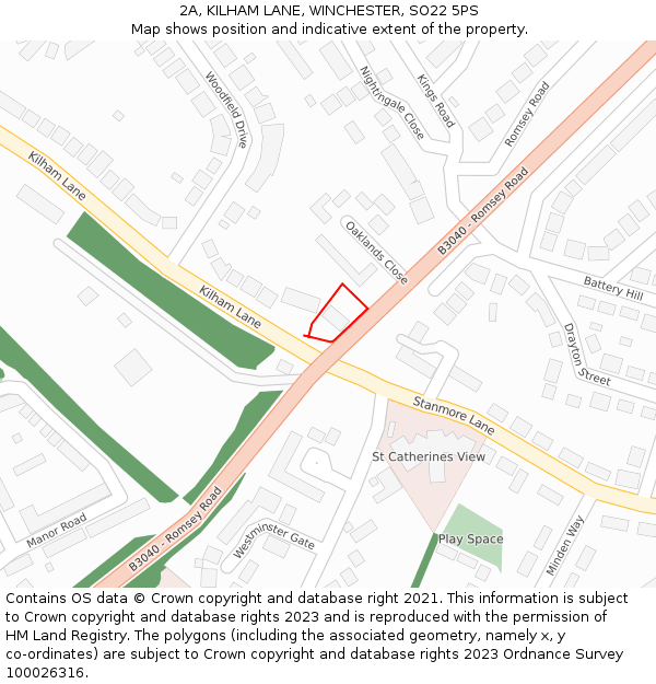 2A, KILHAM LANE, WINCHESTER, SO22 5PS: Location map and indicative extent of plot