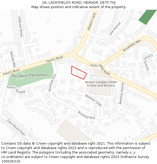 2A, LACEYFIELDS ROAD, HEANOR, DE75 7HJ: Location map and indicative extent of plot