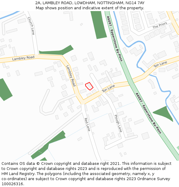 2A, LAMBLEY ROAD, LOWDHAM, NOTTINGHAM, NG14 7AY: Location map and indicative extent of plot