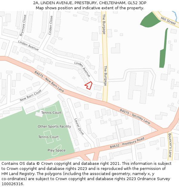 2A, LINDEN AVENUE, PRESTBURY, CHELTENHAM, GL52 3DP: Location map and indicative extent of plot
