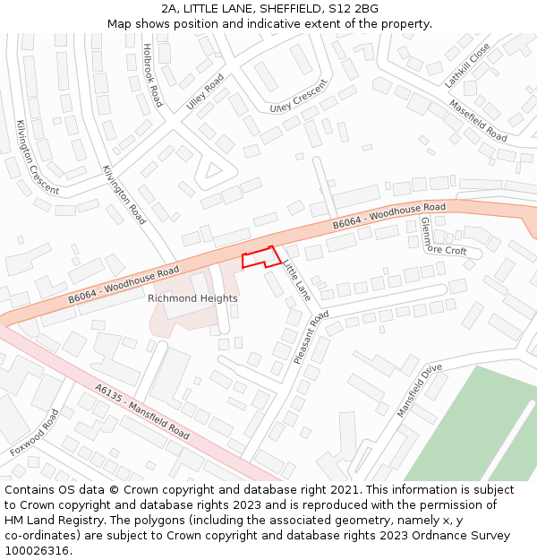 2A, LITTLE LANE, SHEFFIELD, S12 2BG: Location map and indicative extent of plot