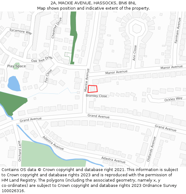 2A, MACKIE AVENUE, HASSOCKS, BN6 8NL: Location map and indicative extent of plot