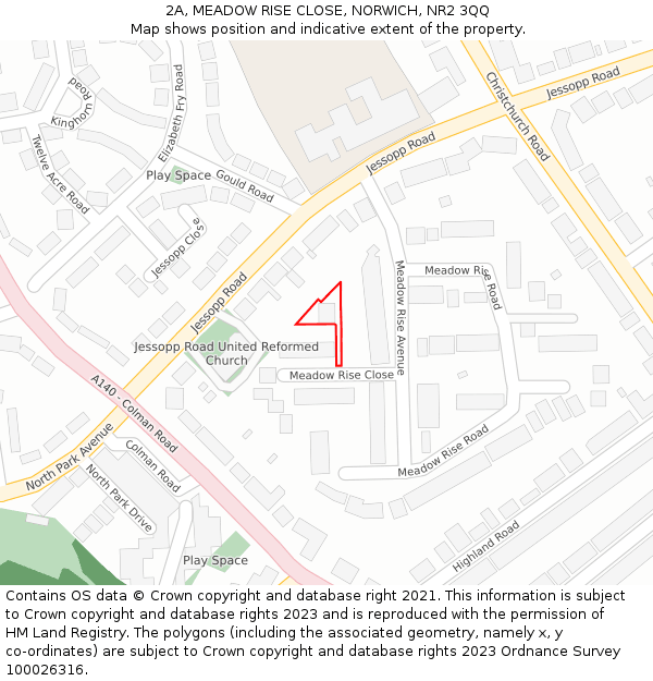 2A, MEADOW RISE CLOSE, NORWICH, NR2 3QQ: Location map and indicative extent of plot
