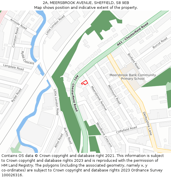 2A, MEERSBROOK AVENUE, SHEFFIELD, S8 9EB: Location map and indicative extent of plot