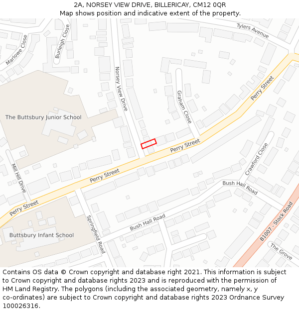 2A, NORSEY VIEW DRIVE, BILLERICAY, CM12 0QR: Location map and indicative extent of plot