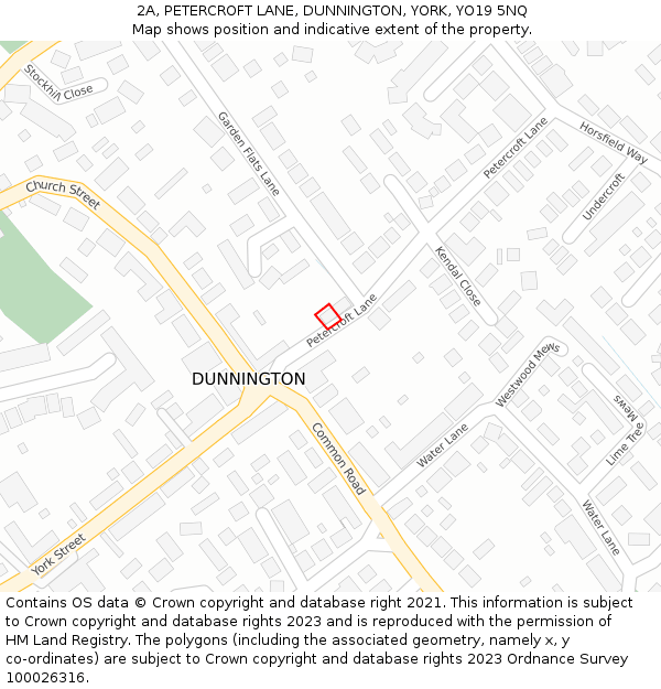 2A, PETERCROFT LANE, DUNNINGTON, YORK, YO19 5NQ: Location map and indicative extent of plot