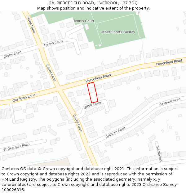 2A, PIERCEFIELD ROAD, LIVERPOOL, L37 7DQ: Location map and indicative extent of plot