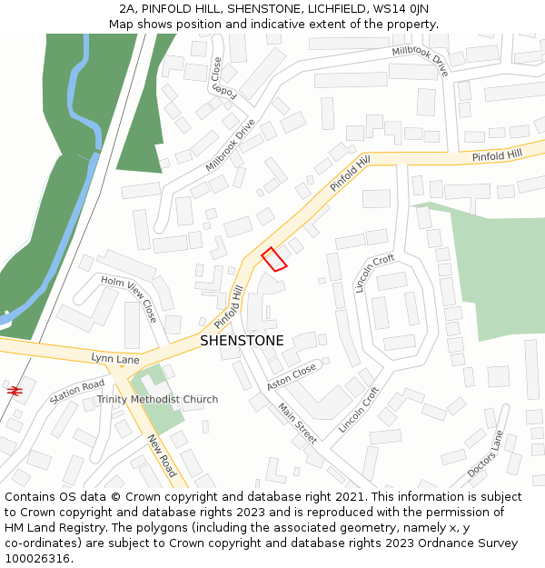 2A, PINFOLD HILL, SHENSTONE, LICHFIELD, WS14 0JN: Location map and indicative extent of plot