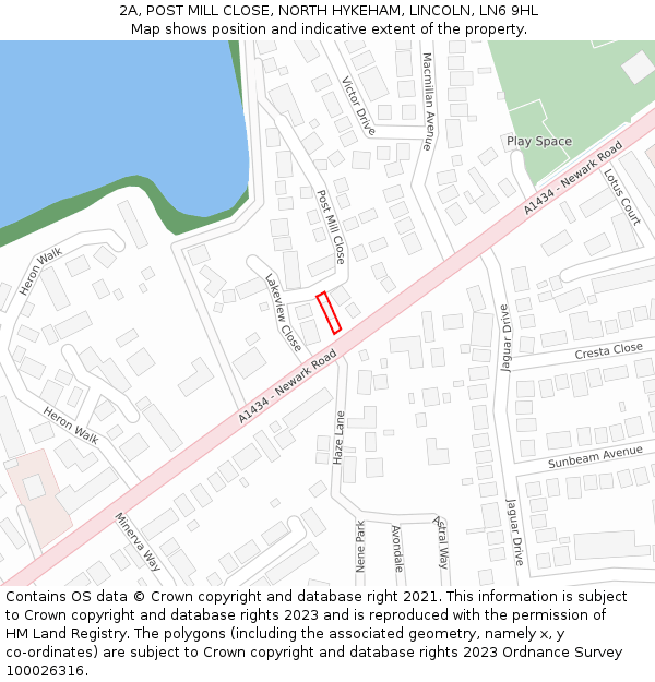 2A, POST MILL CLOSE, NORTH HYKEHAM, LINCOLN, LN6 9HL: Location map and indicative extent of plot