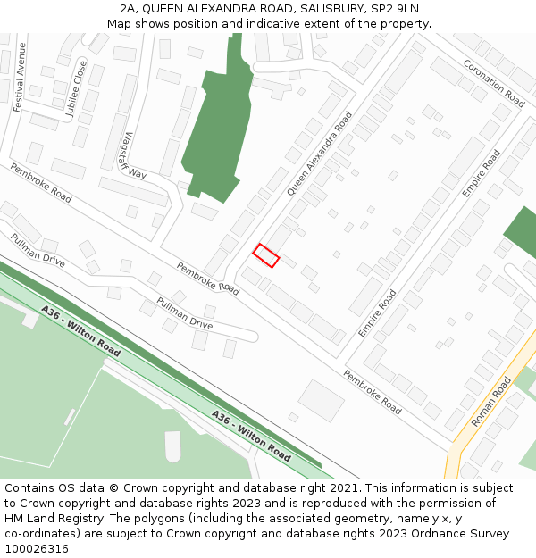 2A, QUEEN ALEXANDRA ROAD, SALISBURY, SP2 9LN: Location map and indicative extent of plot
