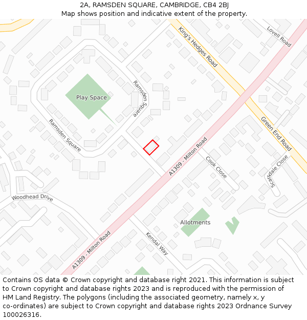 2A, RAMSDEN SQUARE, CAMBRIDGE, CB4 2BJ: Location map and indicative extent of plot