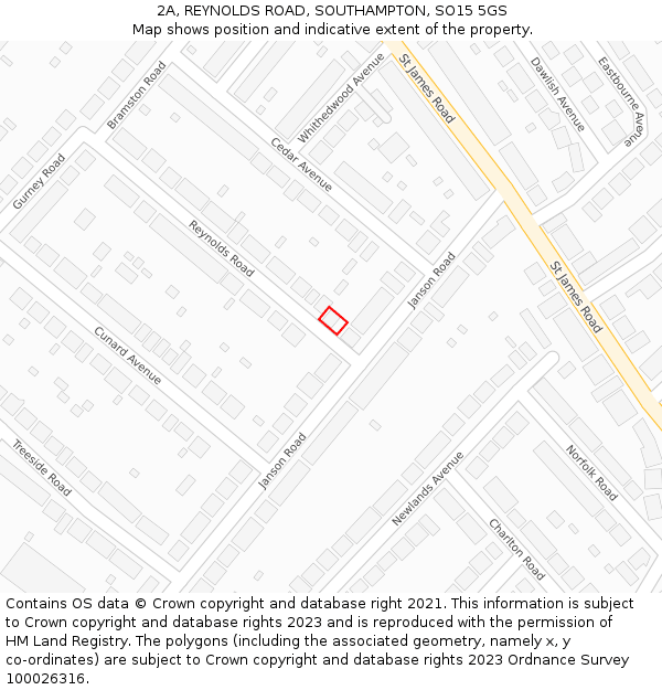 2A, REYNOLDS ROAD, SOUTHAMPTON, SO15 5GS: Location map and indicative extent of plot