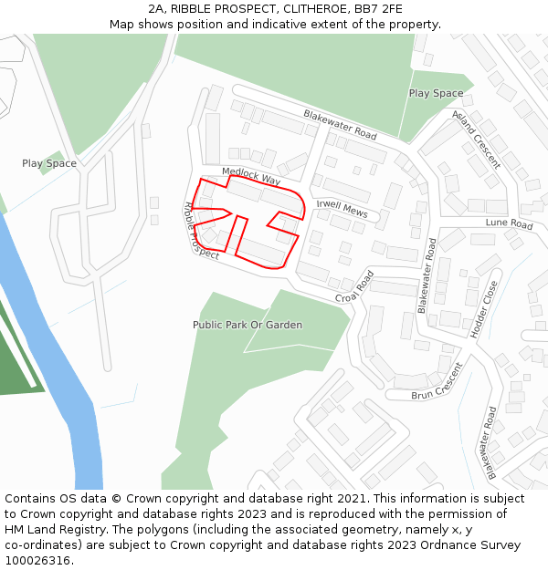 2A, RIBBLE PROSPECT, CLITHEROE, BB7 2FE: Location map and indicative extent of plot