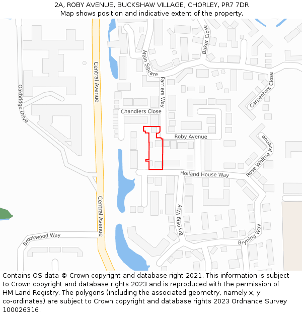 2A, ROBY AVENUE, BUCKSHAW VILLAGE, CHORLEY, PR7 7DR: Location map and indicative extent of plot
