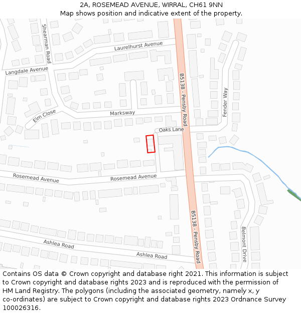 2A, ROSEMEAD AVENUE, WIRRAL, CH61 9NN: Location map and indicative extent of plot