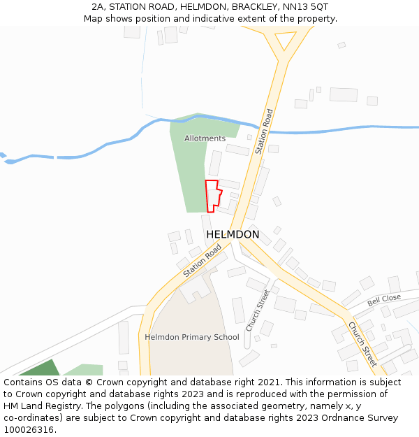 2A, STATION ROAD, HELMDON, BRACKLEY, NN13 5QT: Location map and indicative extent of plot
