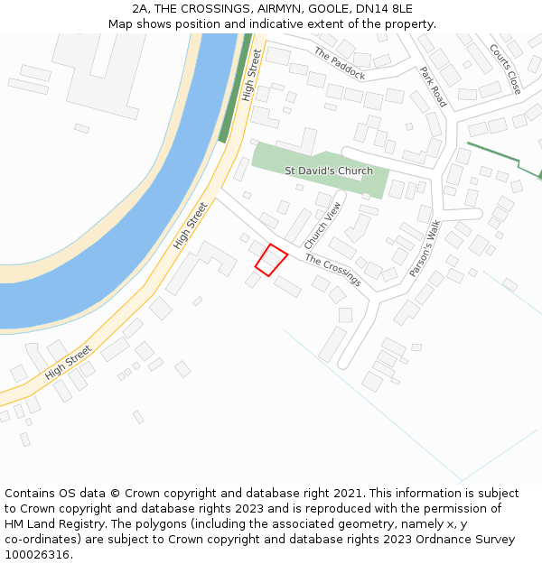 2A, THE CROSSINGS, AIRMYN, GOOLE, DN14 8LE: Location map and indicative extent of plot