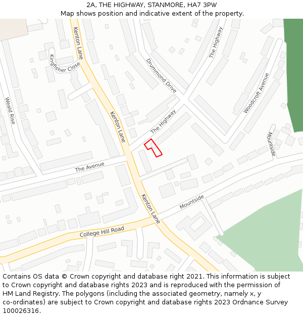 2A, THE HIGHWAY, STANMORE, HA7 3PW: Location map and indicative extent of plot