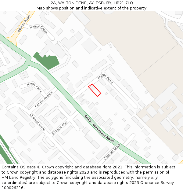 2A, WALTON DENE, AYLESBURY, HP21 7LQ: Location map and indicative extent of plot