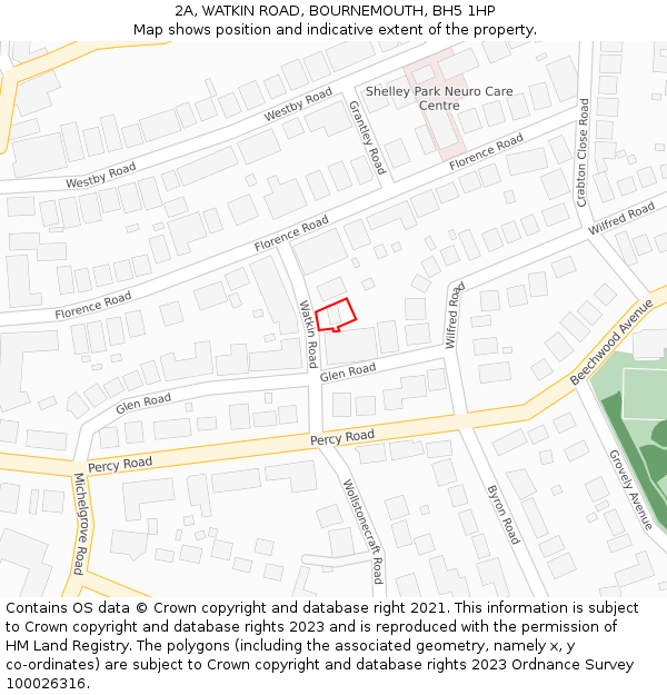 2A, WATKIN ROAD, BOURNEMOUTH, BH5 1HP: Location map and indicative extent of plot