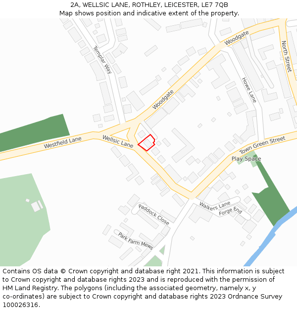 2A, WELLSIC LANE, ROTHLEY, LEICESTER, LE7 7QB: Location map and indicative extent of plot