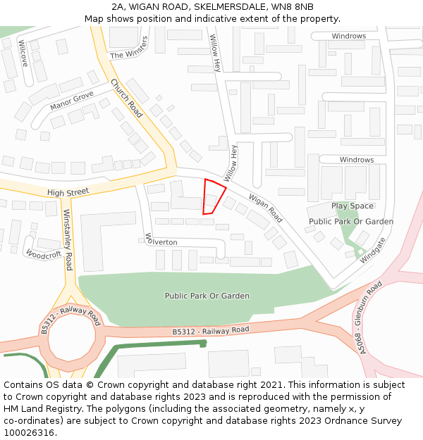 2A, WIGAN ROAD, SKELMERSDALE, WN8 8NB: Location map and indicative extent of plot