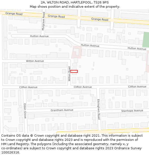 2A, WILTON ROAD, HARTLEPOOL, TS26 9PS: Location map and indicative extent of plot