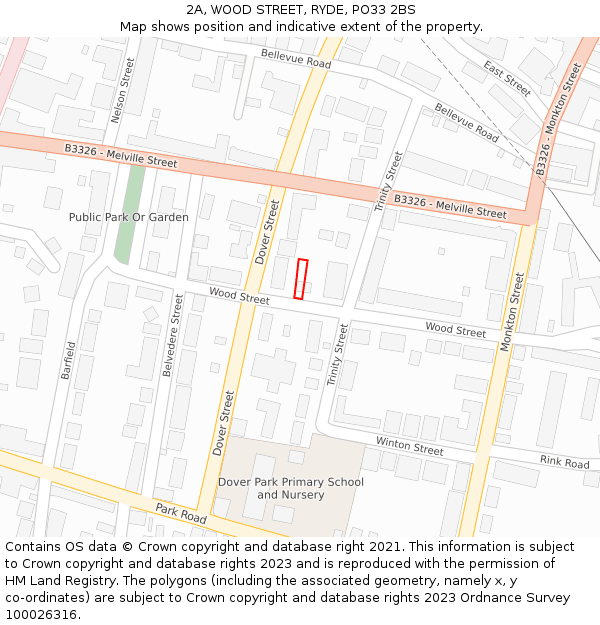 2A, WOOD STREET, RYDE, PO33 2BS: Location map and indicative extent of plot