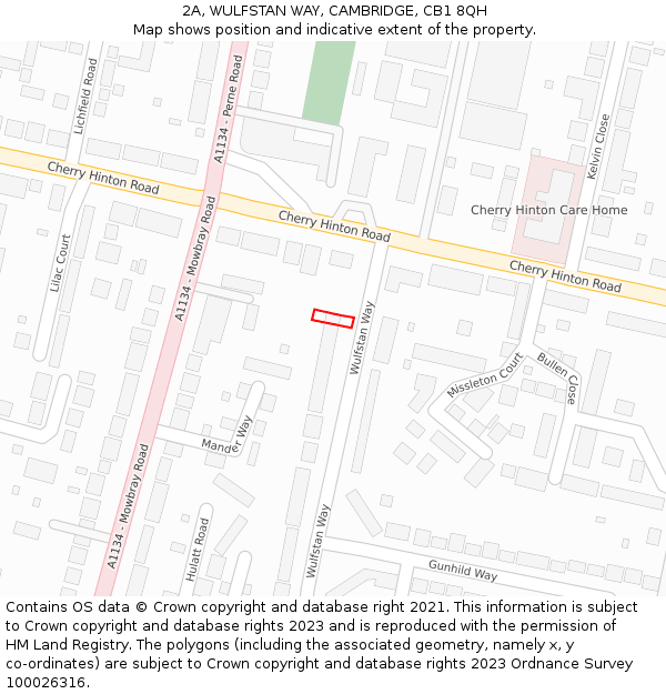 2A, WULFSTAN WAY, CAMBRIDGE, CB1 8QH: Location map and indicative extent of plot
