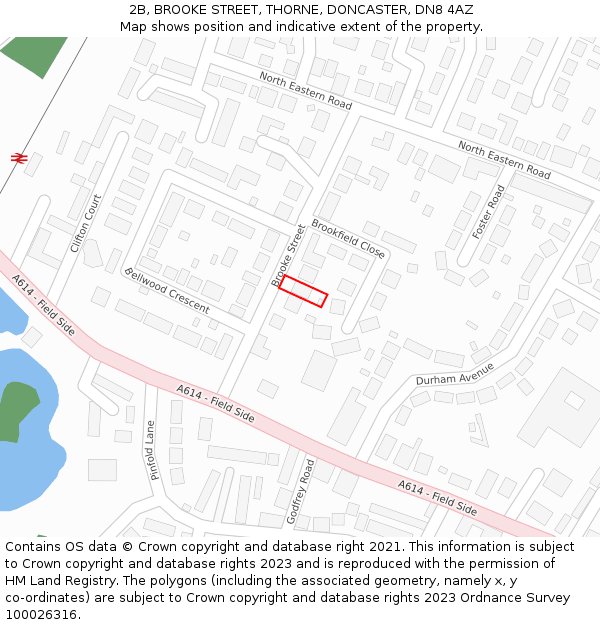 2B, BROOKE STREET, THORNE, DONCASTER, DN8 4AZ: Location map and indicative extent of plot
