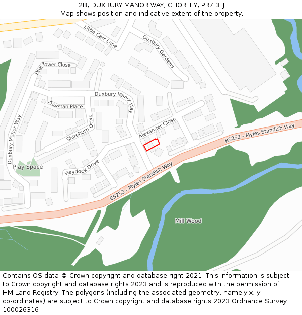 2B, DUXBURY MANOR WAY, CHORLEY, PR7 3FJ: Location map and indicative extent of plot