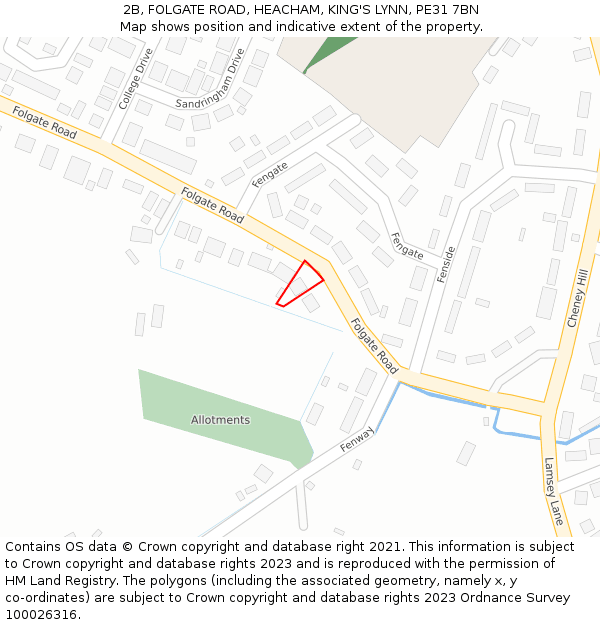 2B, FOLGATE ROAD, HEACHAM, KING'S LYNN, PE31 7BN: Location map and indicative extent of plot