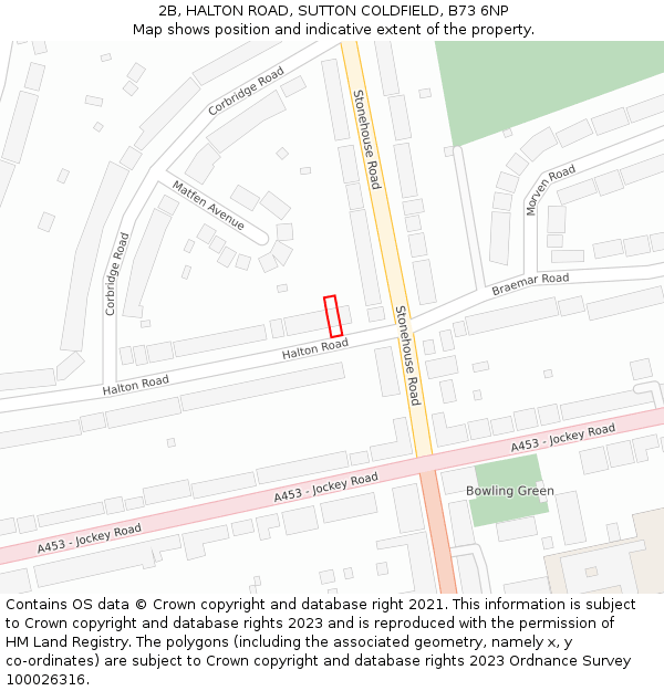 2B, HALTON ROAD, SUTTON COLDFIELD, B73 6NP: Location map and indicative extent of plot