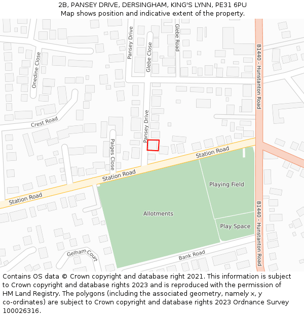 2B, PANSEY DRIVE, DERSINGHAM, KING'S LYNN, PE31 6PU: Location map and indicative extent of plot