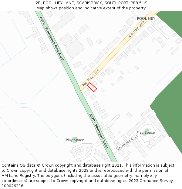 2B, POOL HEY LANE, SCARISBRICK, SOUTHPORT, PR8 5HS: Location map and indicative extent of plot
