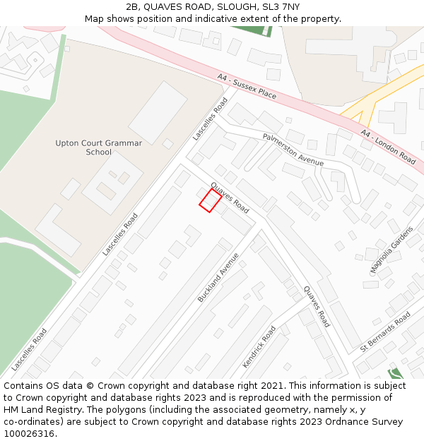 2B, QUAVES ROAD, SLOUGH, SL3 7NY: Location map and indicative extent of plot