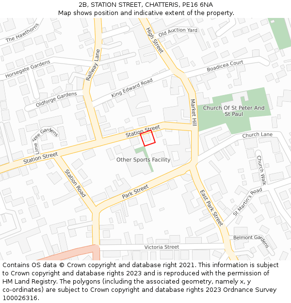 2B, STATION STREET, CHATTERIS, PE16 6NA: Location map and indicative extent of plot