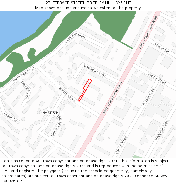 2B, TERRACE STREET, BRIERLEY HILL, DY5 1HT: Location map and indicative extent of plot