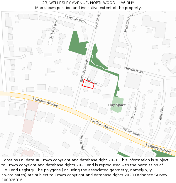 2B, WELLESLEY AVENUE, NORTHWOOD, HA6 3HY: Location map and indicative extent of plot