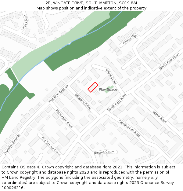 2B, WINGATE DRIVE, SOUTHAMPTON, SO19 8AL: Location map and indicative extent of plot