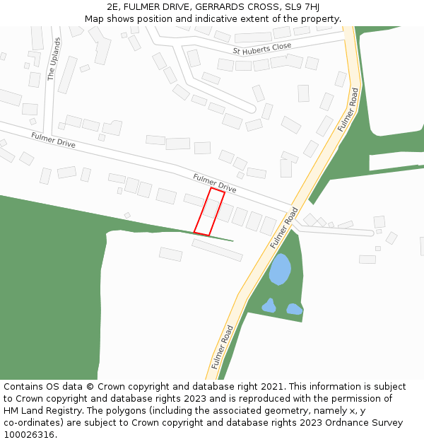 2E, FULMER DRIVE, GERRARDS CROSS, SL9 7HJ: Location map and indicative extent of plot