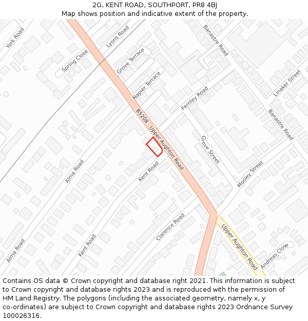 2G, KENT ROAD, SOUTHPORT, PR8 4BJ: Location map and indicative extent of plot